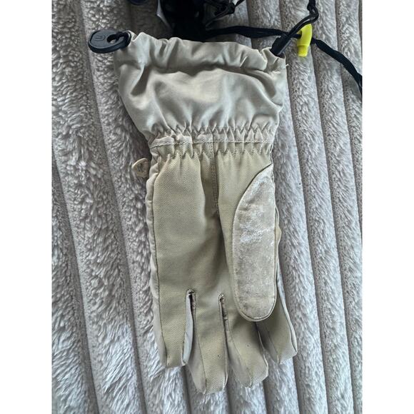 Burton Profile Glove Womens Medium Beige Quilted Snowboard Ski Gloves Pink Trim - Picture 4 of 11